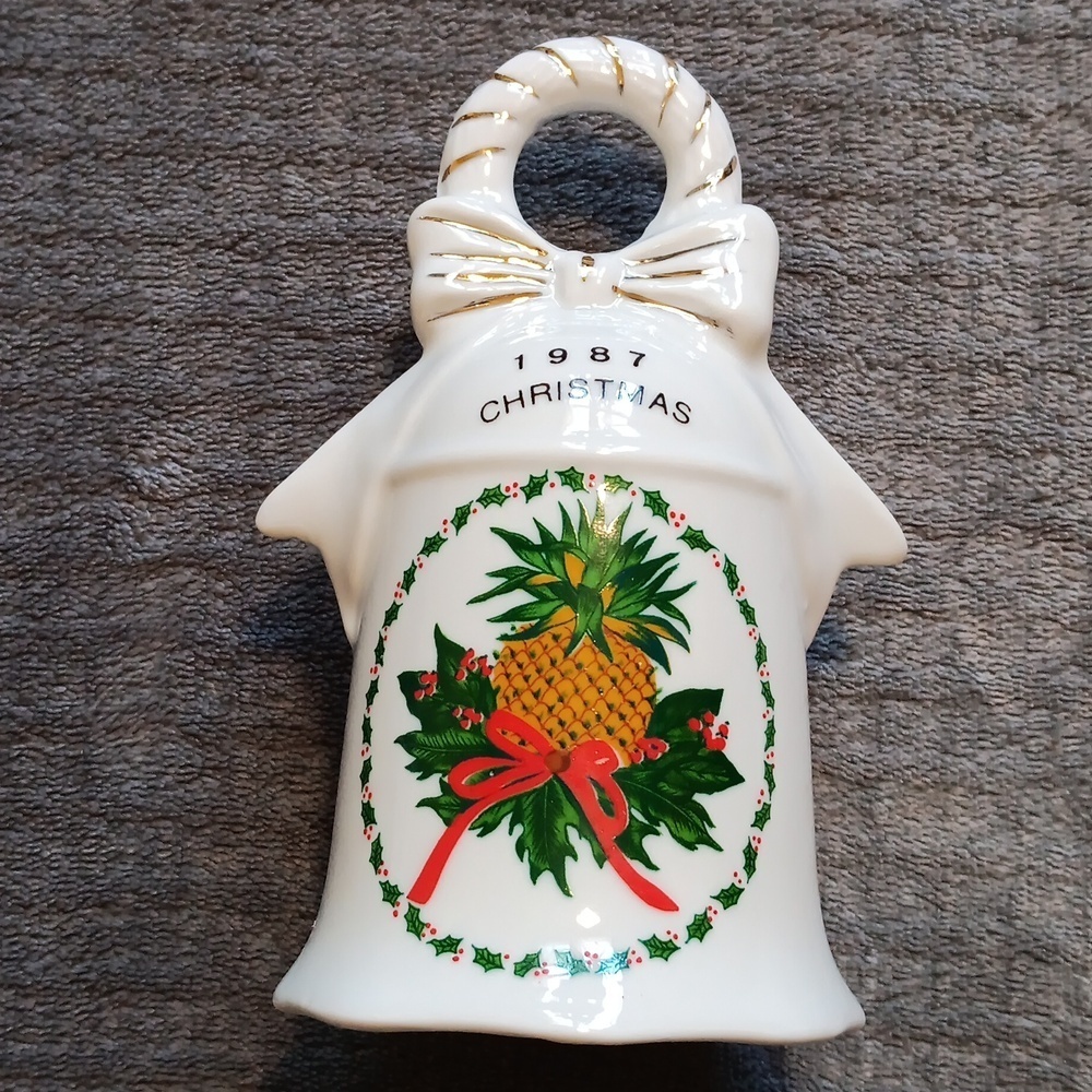 1987 Pineapple Christmas Bell Vintage 80s Holiday Home Decor Farmhouse